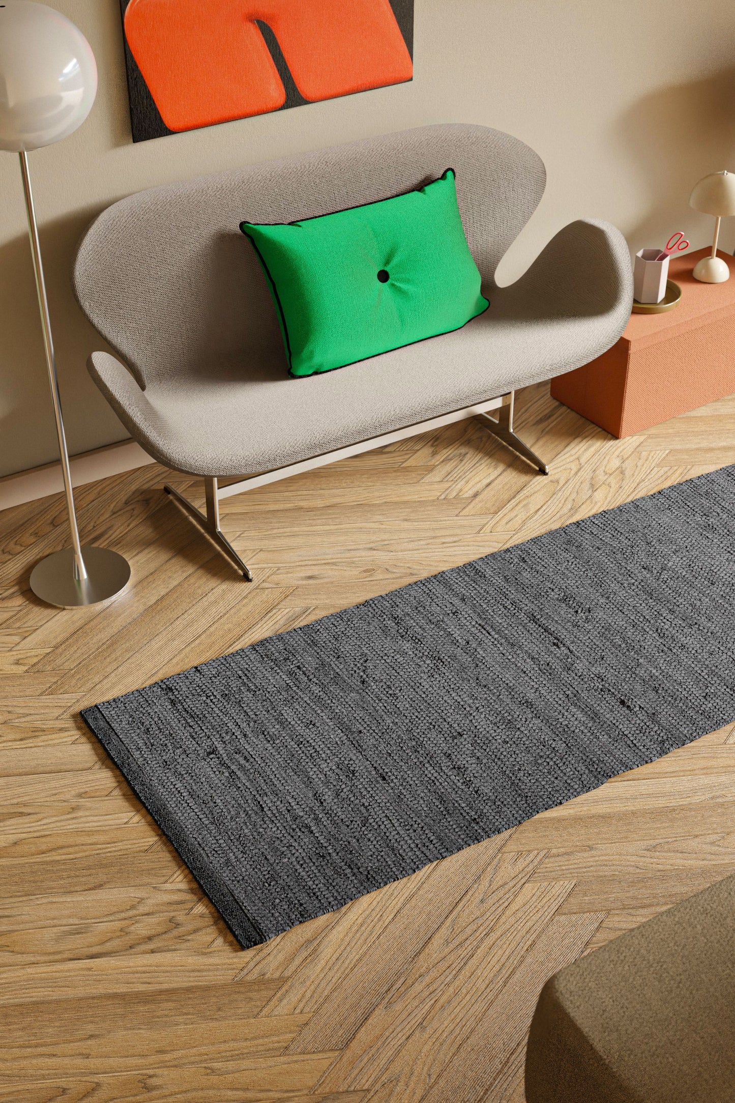 Cotton Rug, Steel Grey